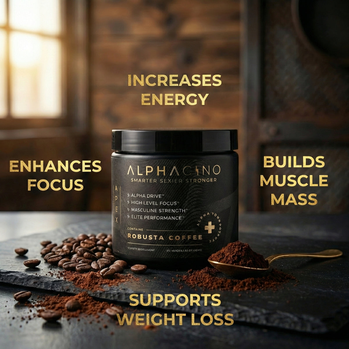 Alphacino robusta mushroom coffee, no jitters, no crash