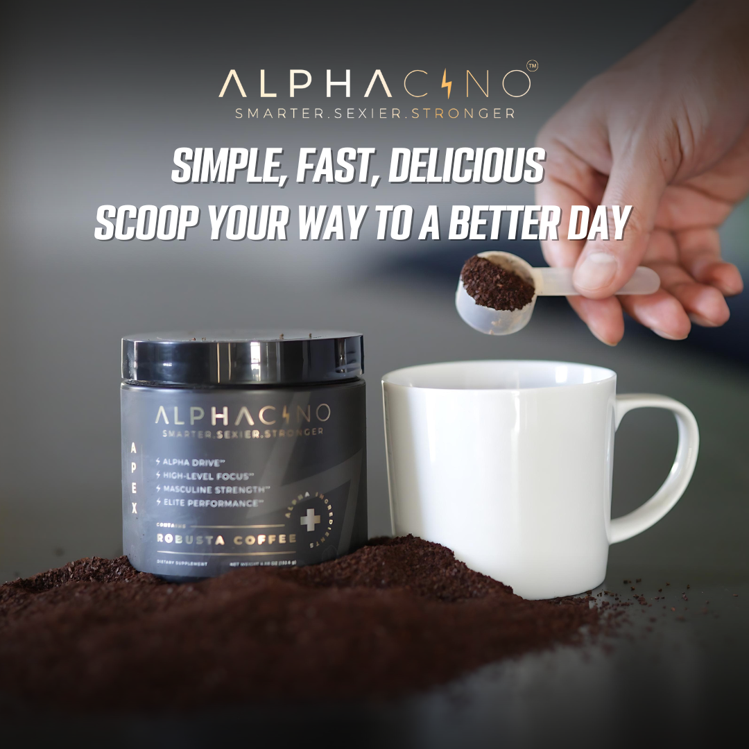 Alphacino: Premium Mushroom Coffee for Men Who Refuse to Settle, The world's first all-in-one functional brew, engineered for men who demand more from life.